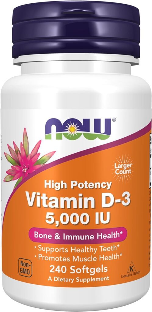 Are you looking for a natural and effective way to support your bone and dental health? Do you want to boost your immune system and mood with a high-potency vitamin D supplement? If so, you need the NOW Vitamin D-3 5,000 IU,240 Structural Support - 5,000 IU Highest Potency Softgels.