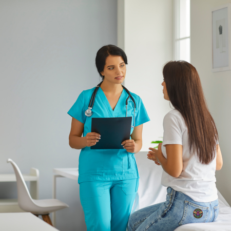 Nurse caring for a patient in a mental health setting