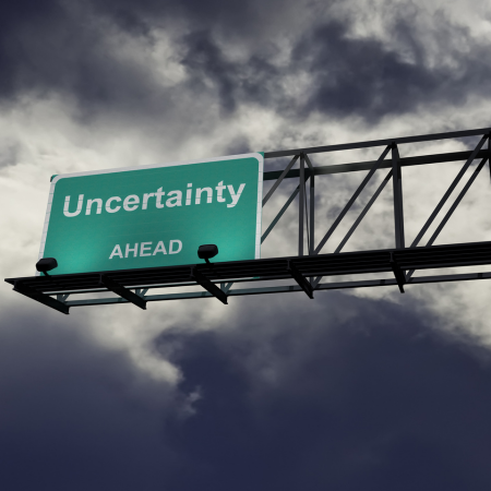 Frame with writing Uncertainty Ahead